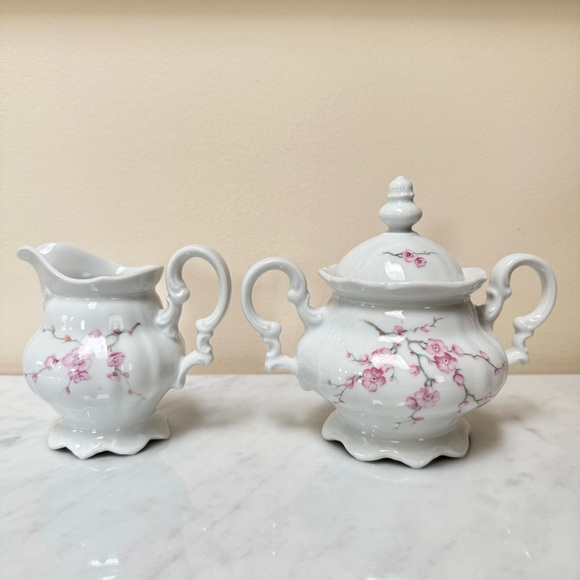Vintage 1814 Hutschenreuther Germany Sylvia Lidded Sugar Bowl & Creamer Set - Picture 4 of 13